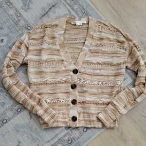 Veronica Beard Goliad Space-Dyed Cardigan Camel Multi SzXS